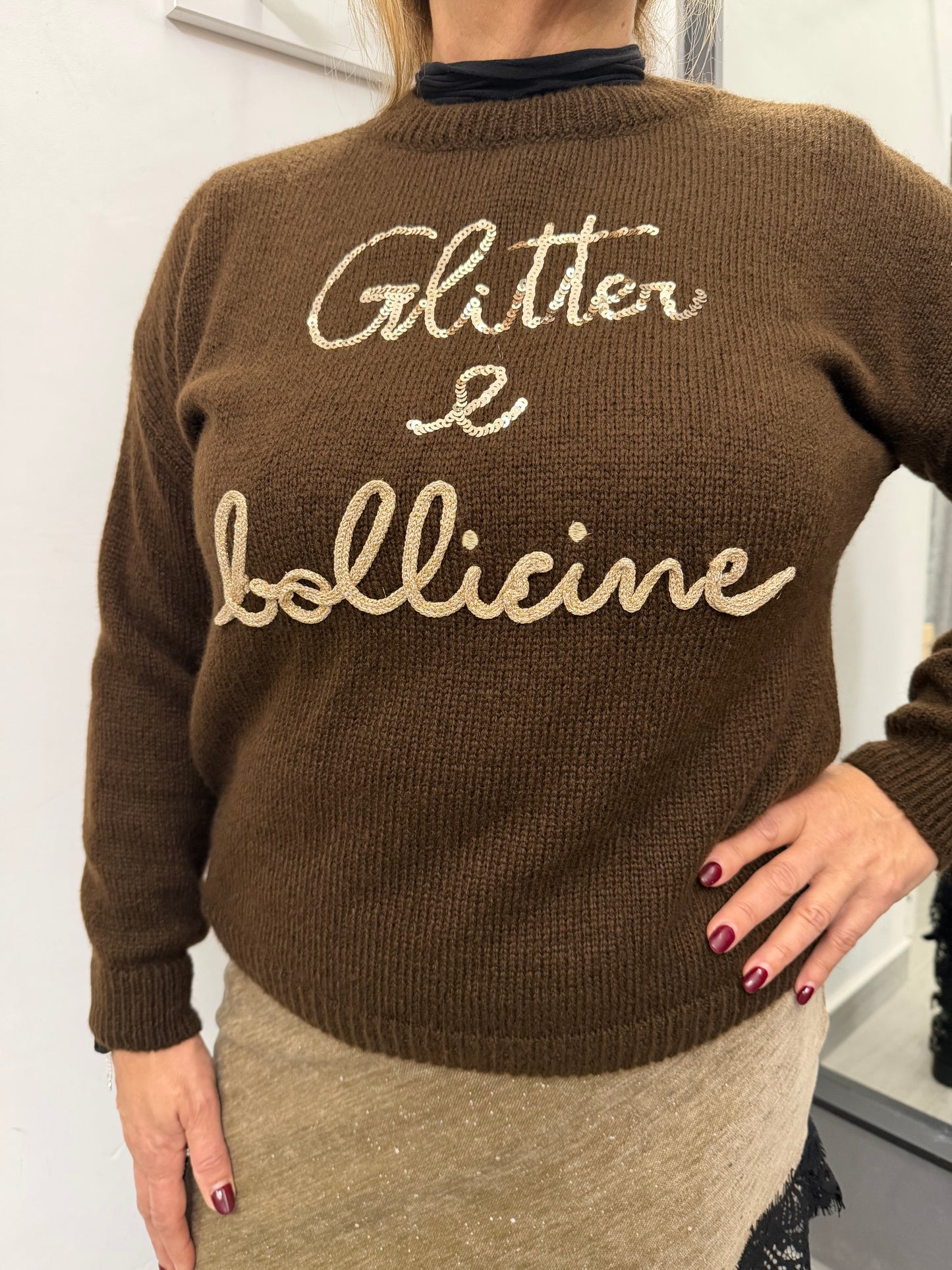 Maglioncino Glitter e Bollicine Marrone