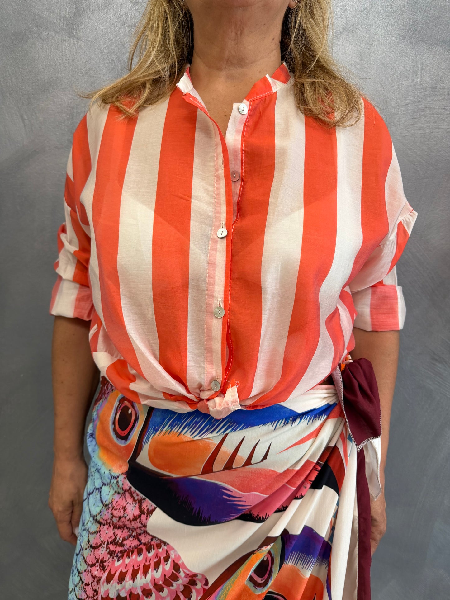 Camicia a righe Arancio