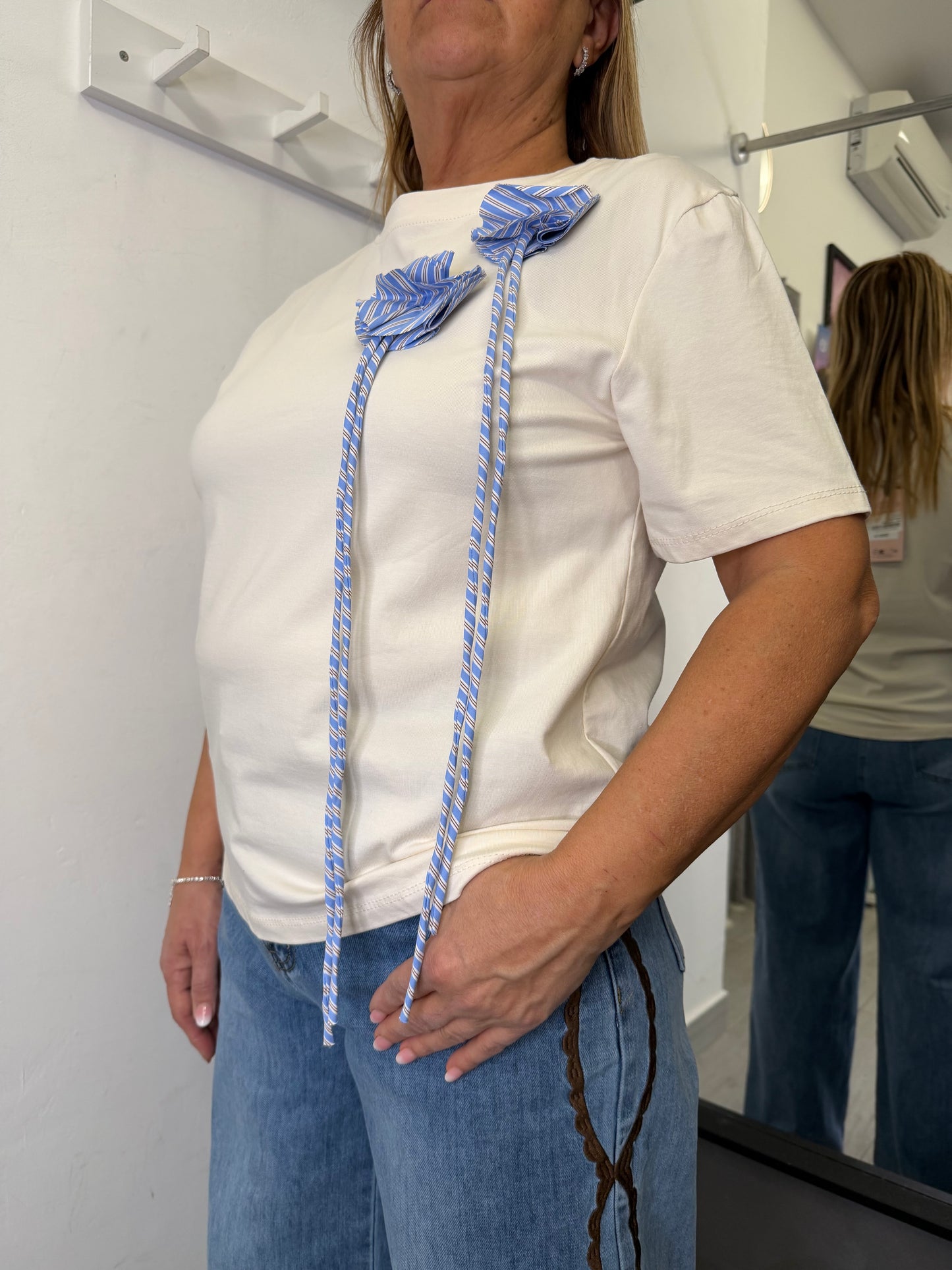 T-shirt Fiori Righe
