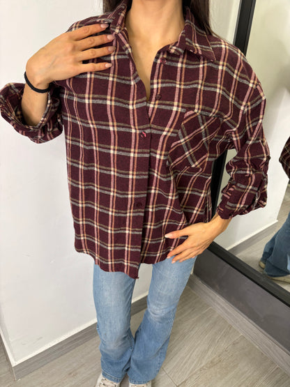 Camicia Scozzese Bordeaux