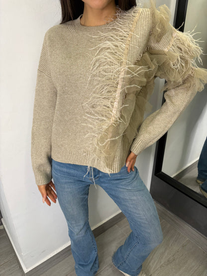 Maglione Tulle Fango