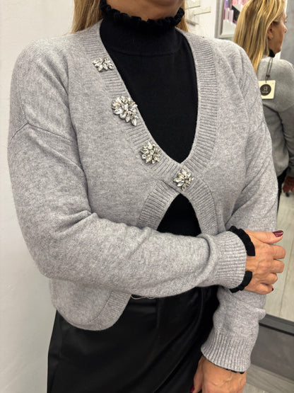 Maglioncino Scollo V Grigio