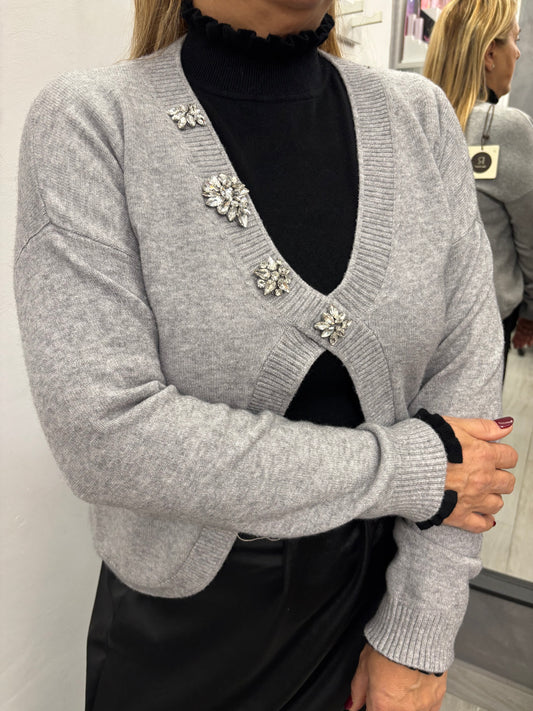 Maglioncino Scollo V Grigio