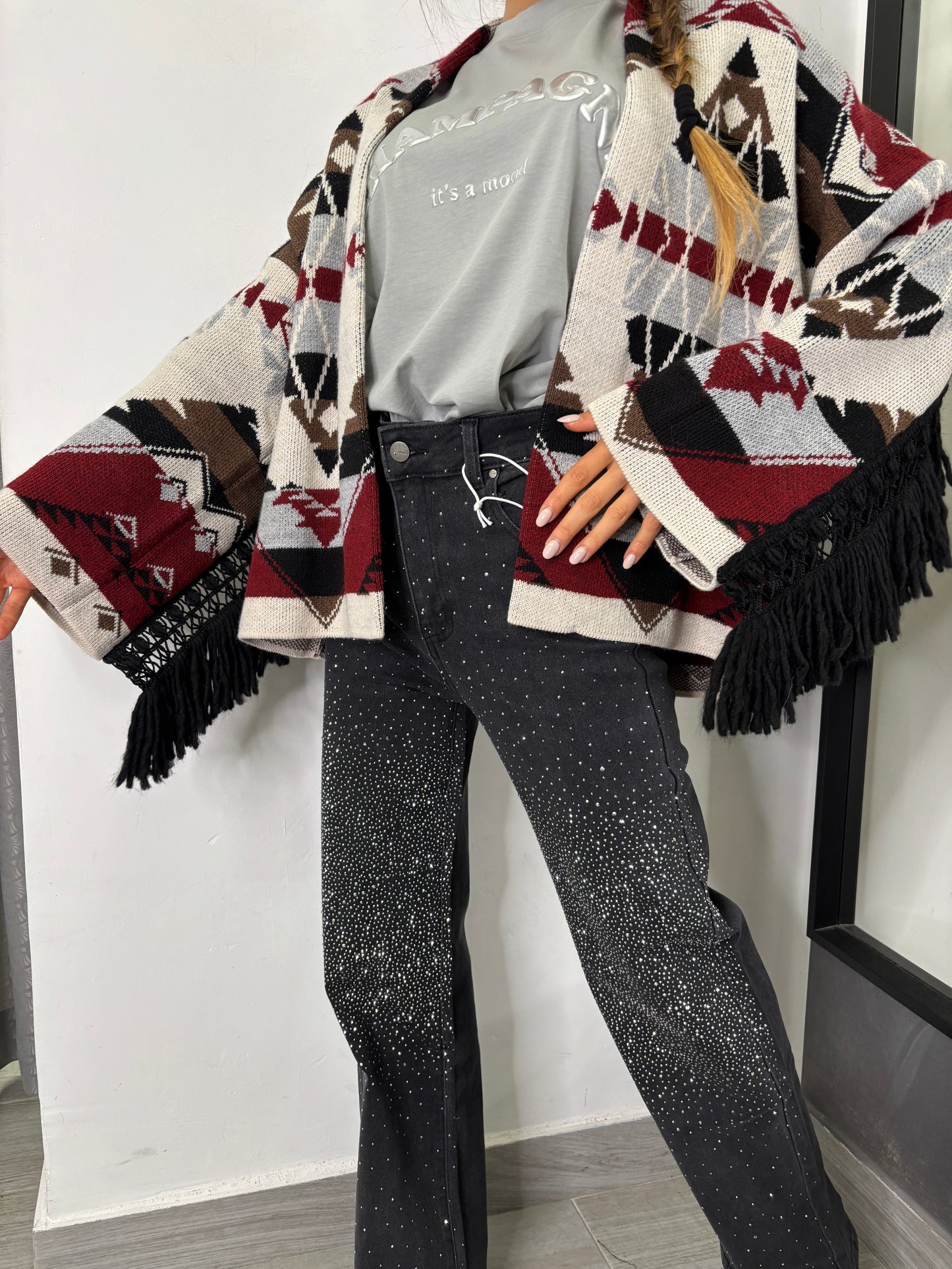 Cardigan Etnico Con Frange Vicolo
