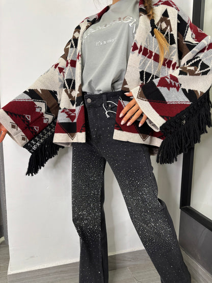 Cardigan Etnico Con Frange Vicolo