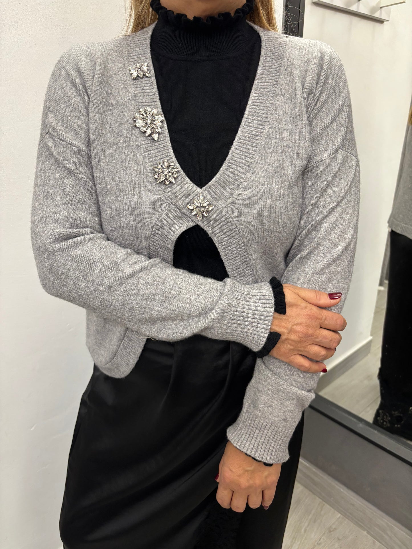 Maglioncino Scollo V Grigio