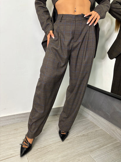 Pantalone Quadri Blu Notte Lumina