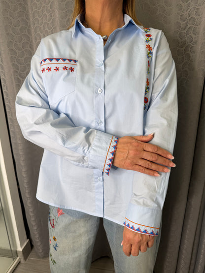 Camicia Fiori Azzurra
