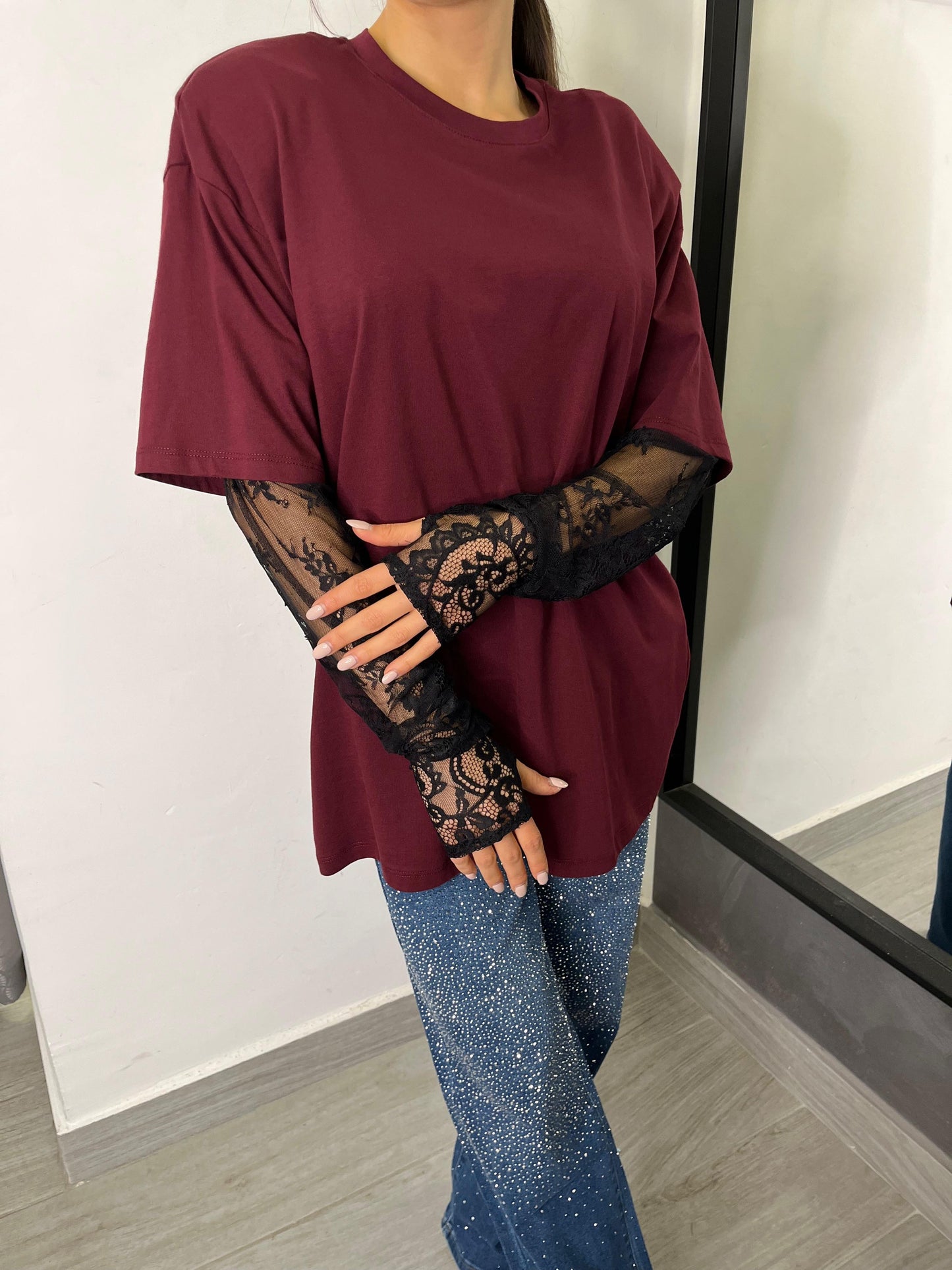 T-Shirt Pizzo Bordeaux Vicolo