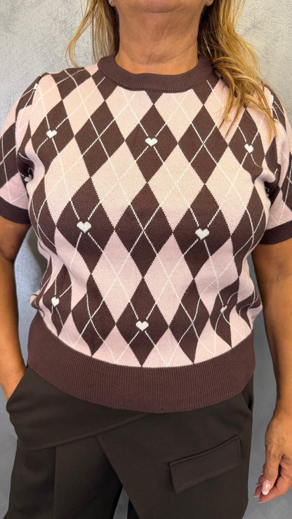 Maglia Rombi Marrone e Rosa