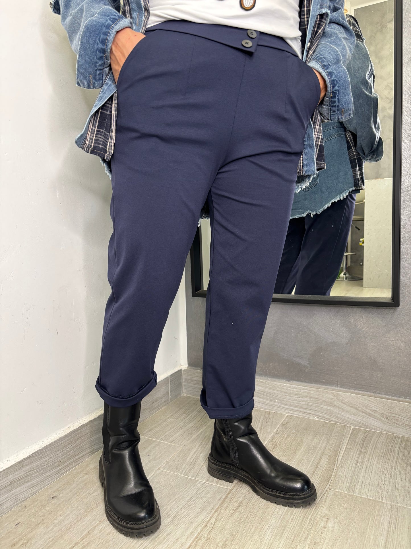 Pantalone Sun Bottoni Centrali Blu
