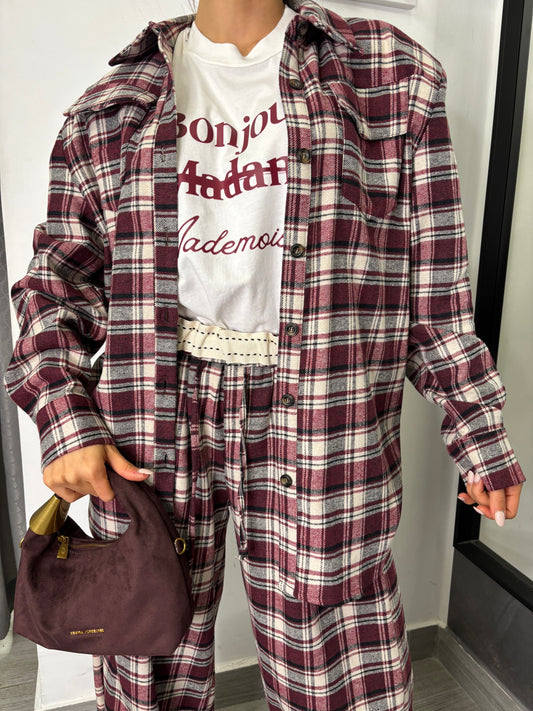 Camicia A Quadri Burgundi Lumina
