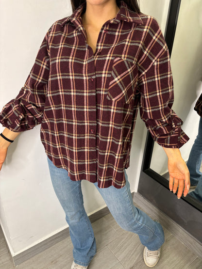 Camicia Scozzese Bordeaux