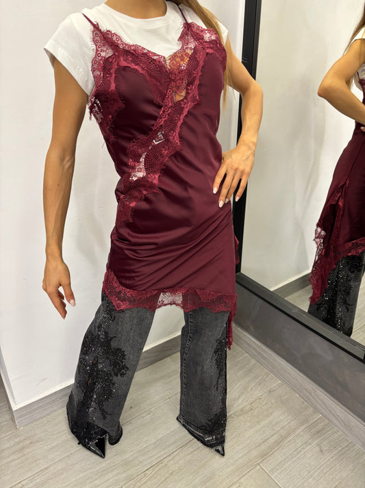 Abito Lingerie Pizzo Bordeaux