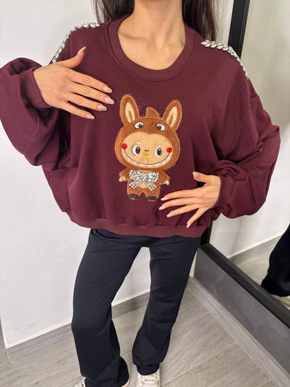 Felpa Labubu Bordeaux