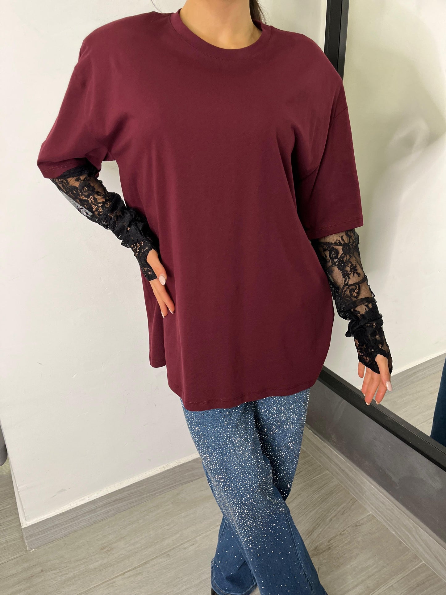 T-Shirt Pizzo Bordeaux Vicolo