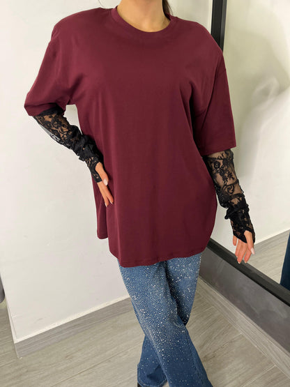 T-Shirt Pizzo Bordeaux Vicolo
