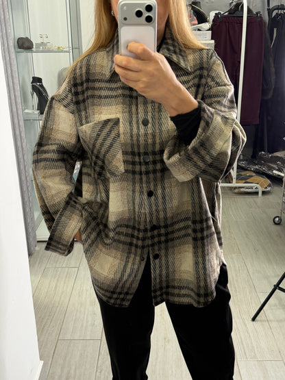 Camicia Quadri Beige