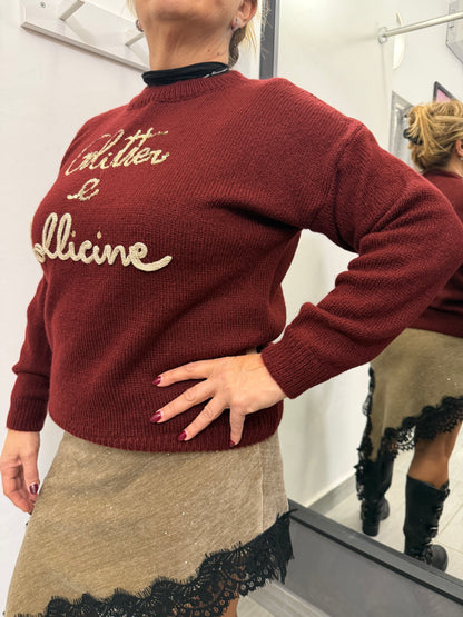 Maglioncino Glitter e Bollicine Bordeaux
