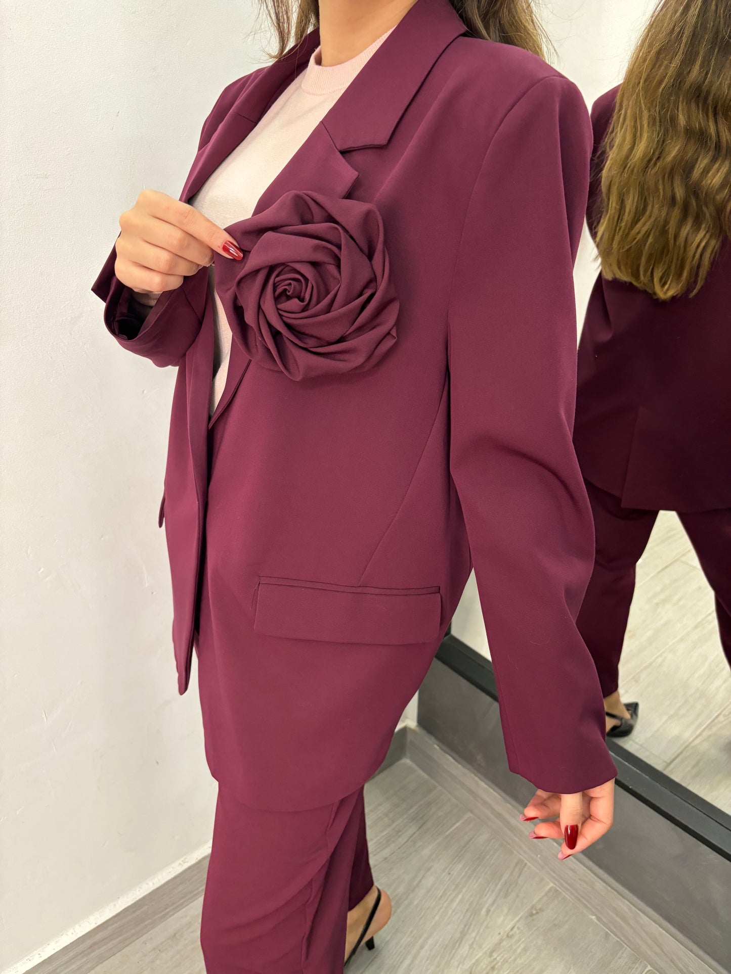 Giacca Vicolo Con Rosa Burgundi