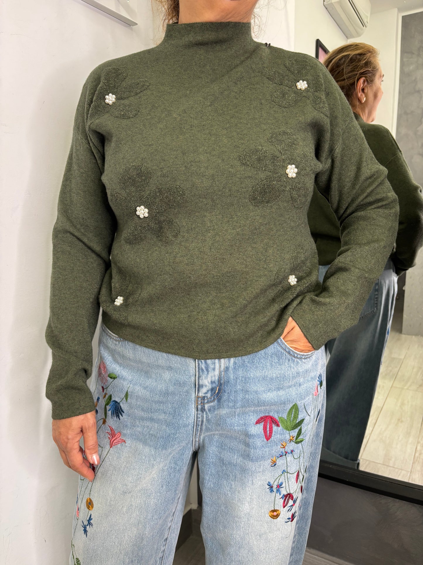 Maglione Perla Verde Militare