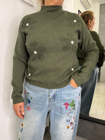 Maglione Perla Verde Militare