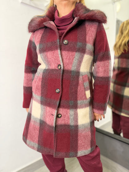 Cappotto Quadri Burgundi