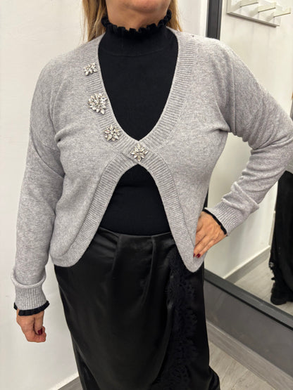 Maglioncino Scollo V Grigio
