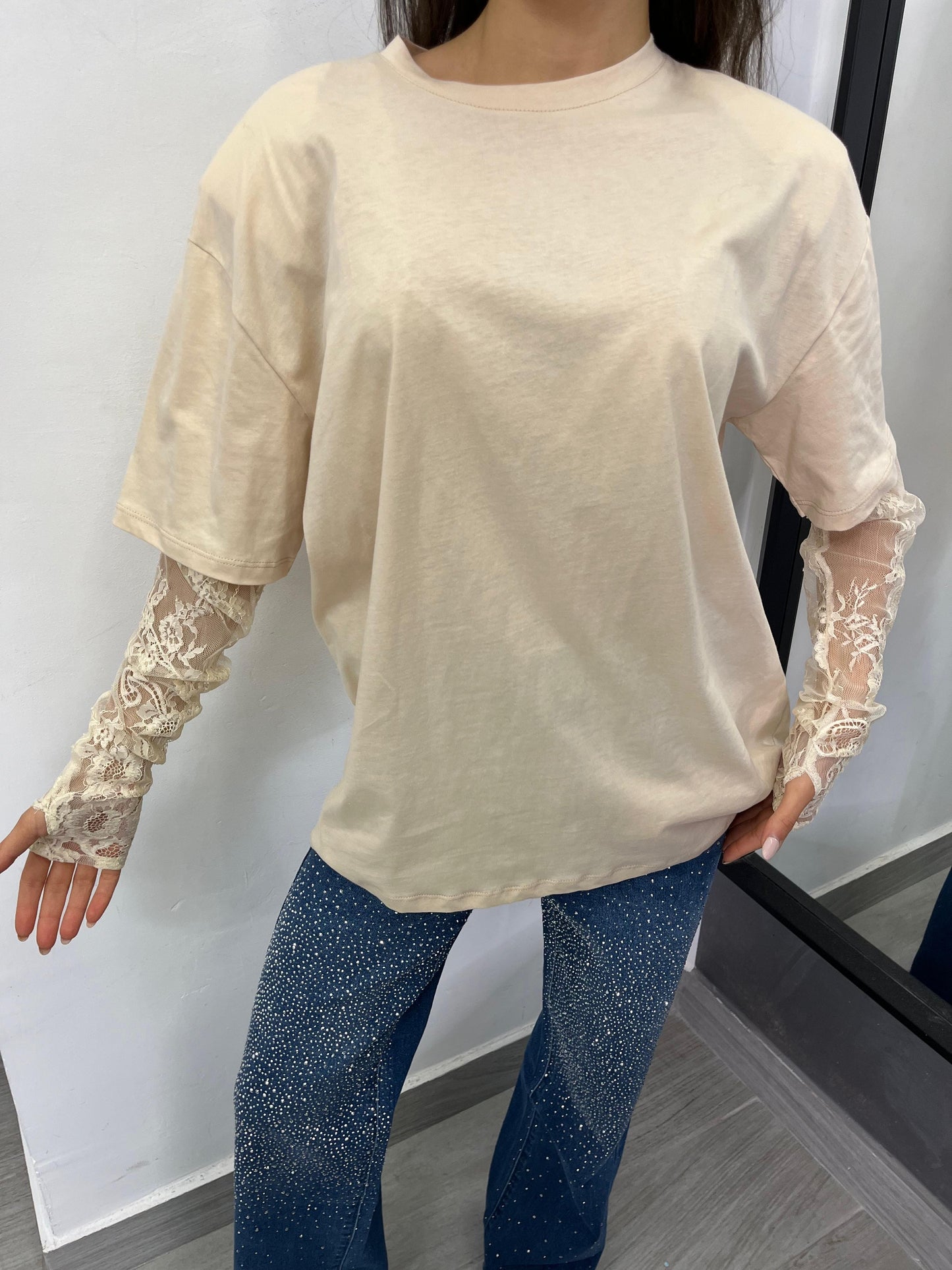 T-Shirt Pizzo Beige Vicolo