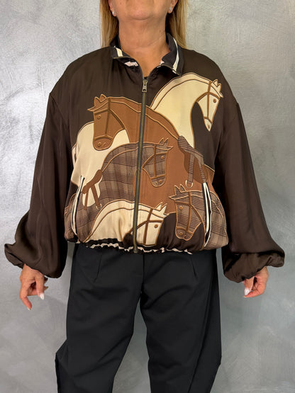 Bomber Marrone Fantasia Cavallo