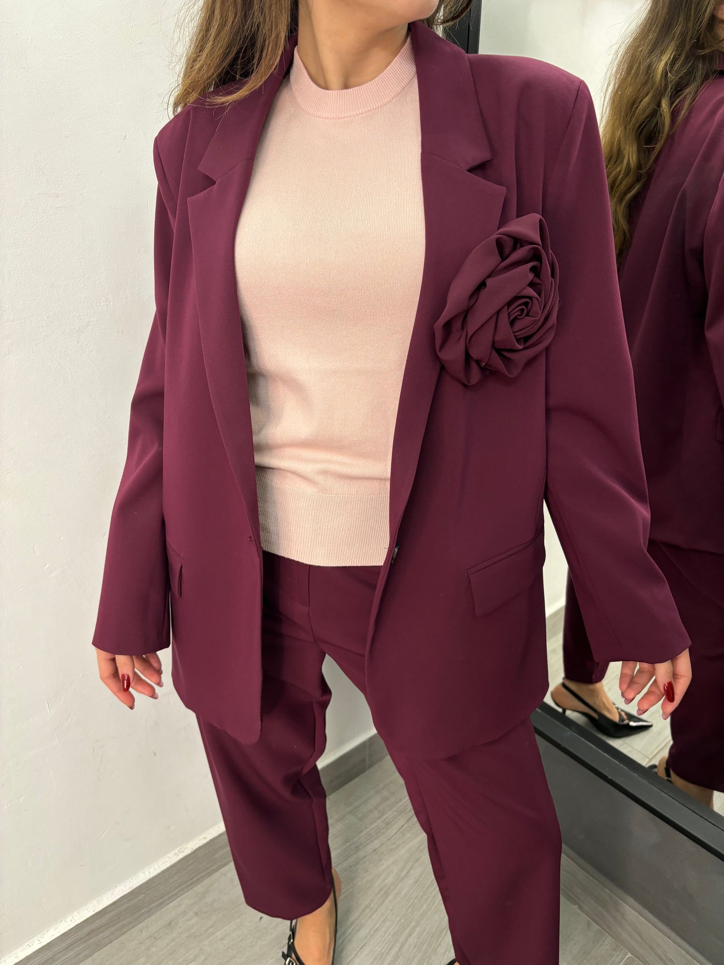 Giacca Vicolo Con Rosa Burgundi