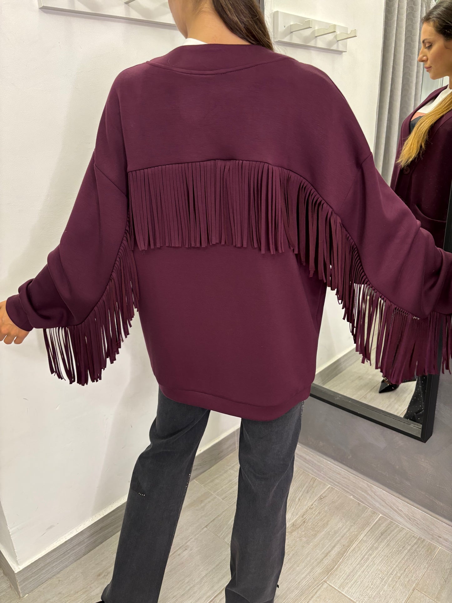 Cardigan Frange Burgundi Lumina