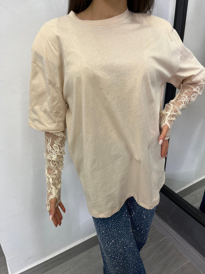 T-Shirt Pizzo Beige Vicolo