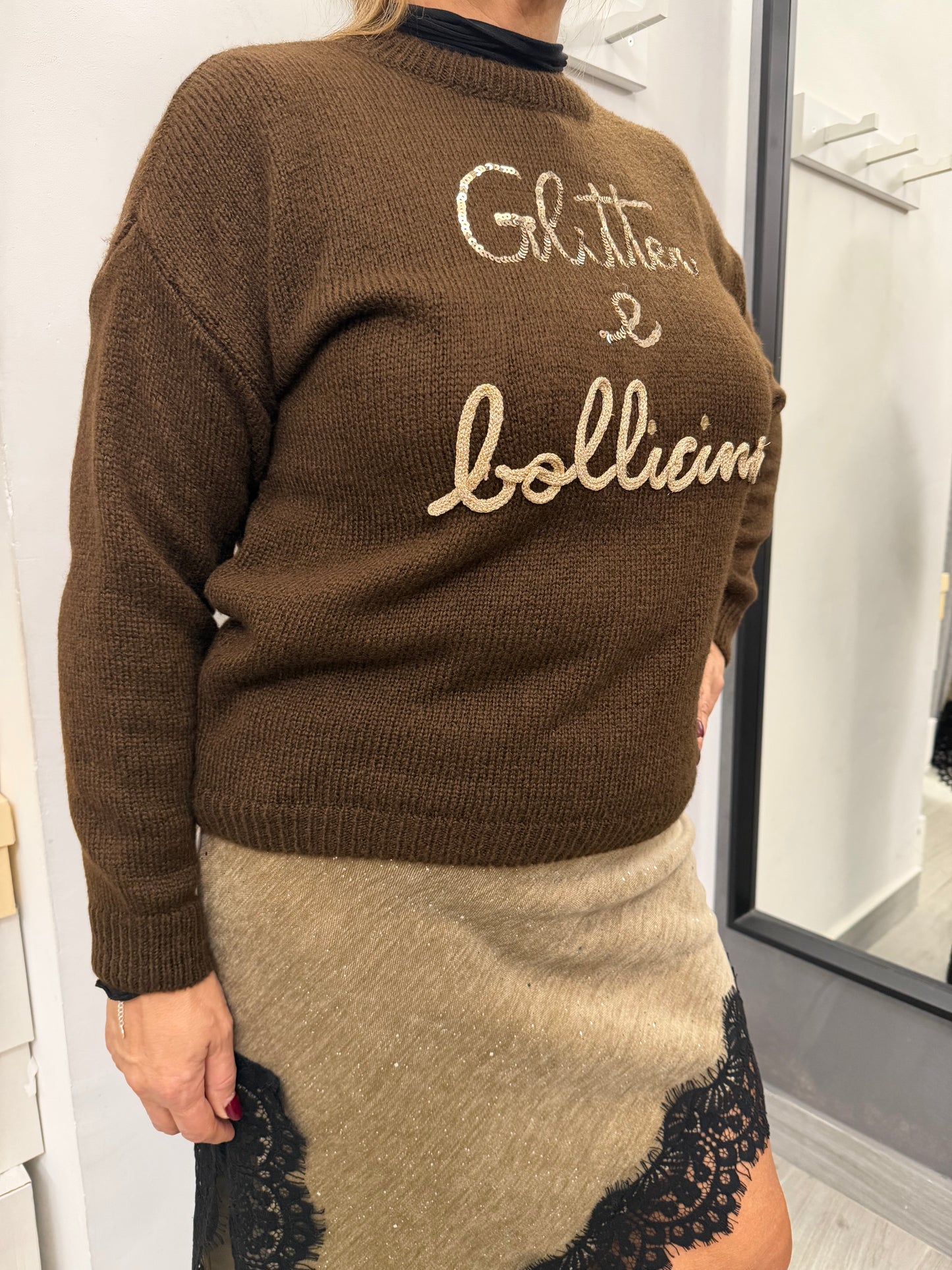 Maglioncino Glitter e Bollicine Marrone