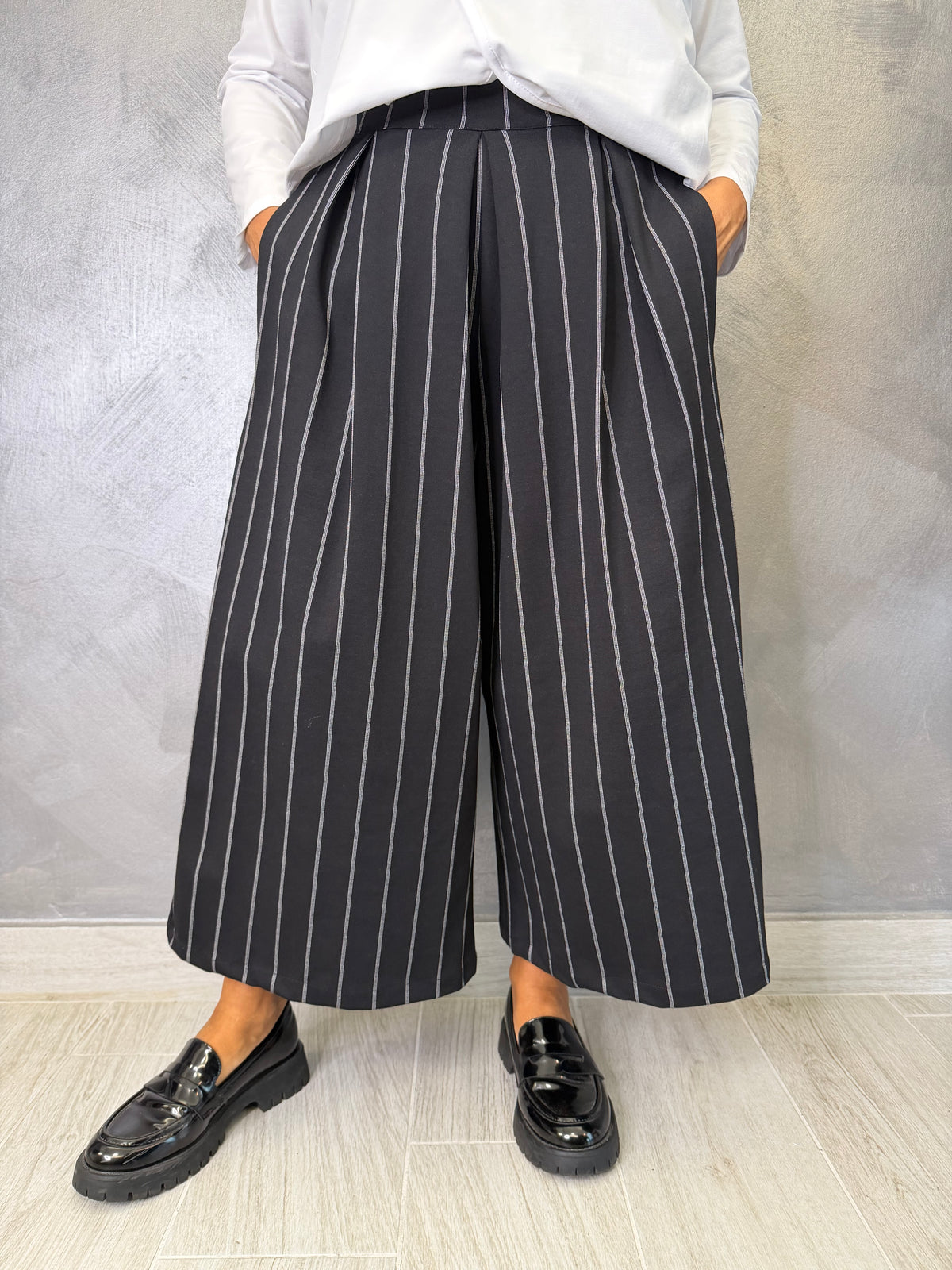 Pantalone Aléa Uni Gessato Nero