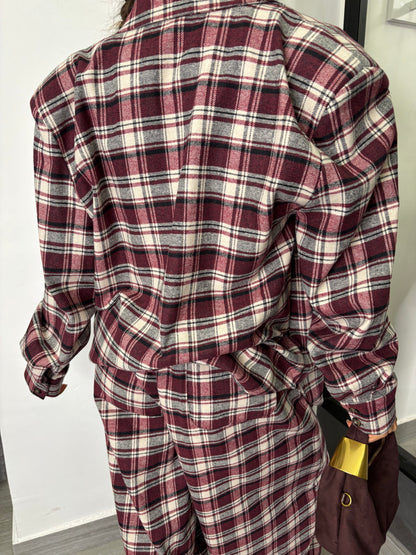 Camicia A Quadri Burgundi Lumina