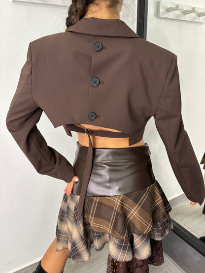 Giacca Crop Marrone Vicolo