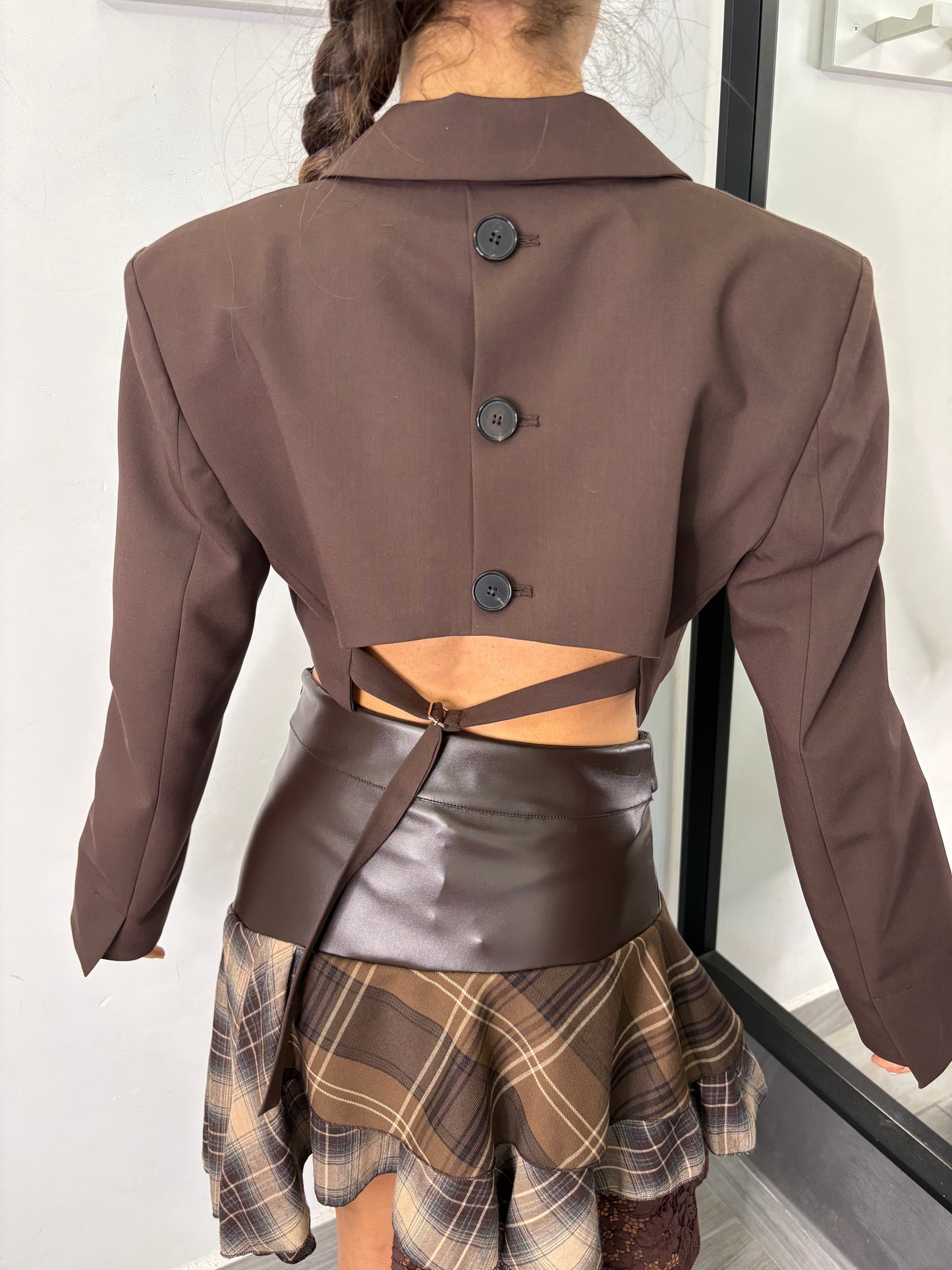 Giacca Crop Marrone Vicolo