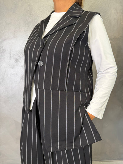 Gilet Aléa Uni Gessato Nero
