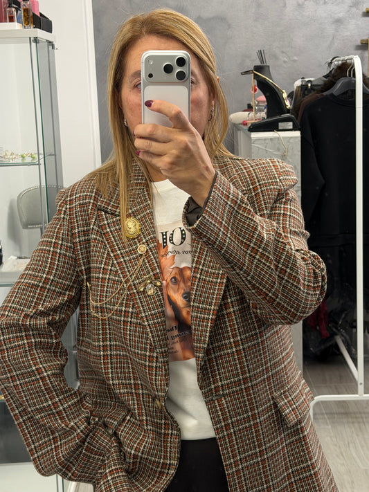 Giacca a Quadri Marrone Vicolo