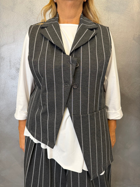 Gilet Aléa Uni Gessato Grigio