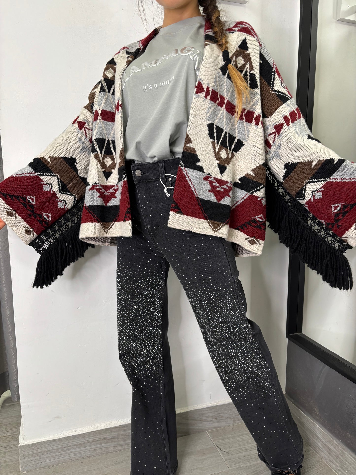 Cardigan Etnico Con Frange Vicolo