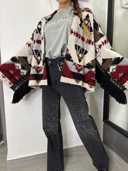 Cardigan Etnico Con Frange Vicolo