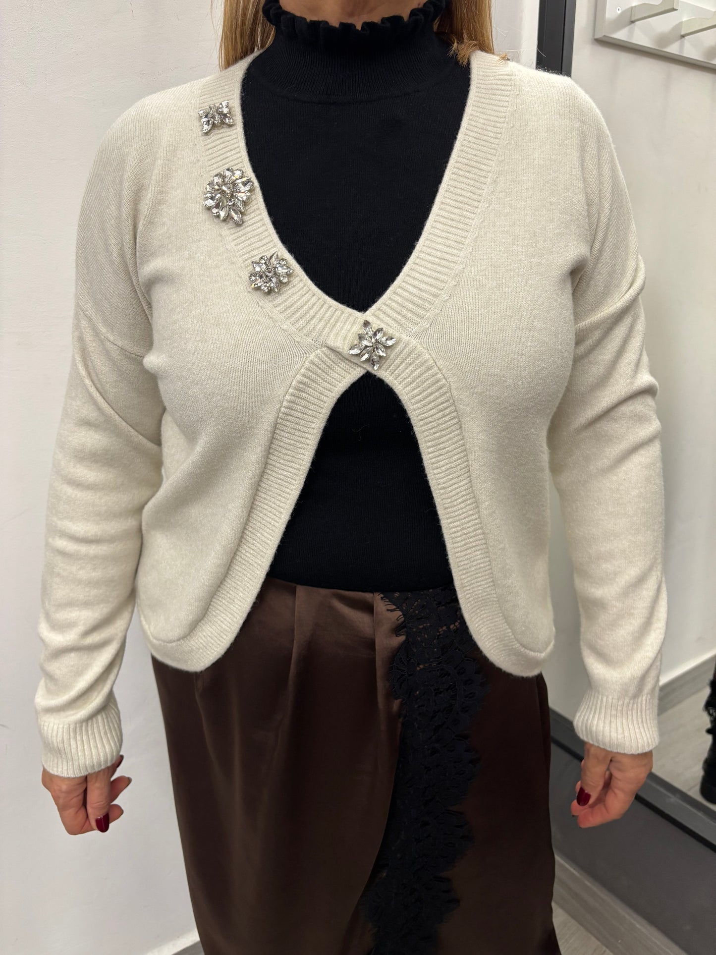 Maglioncino Scollo V Burro