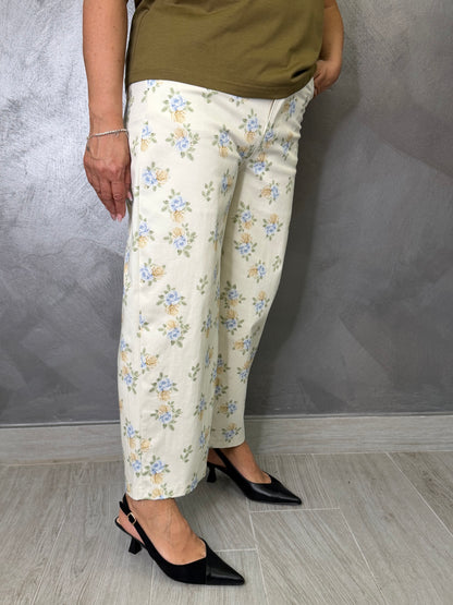 Pantalone Fiori Burro