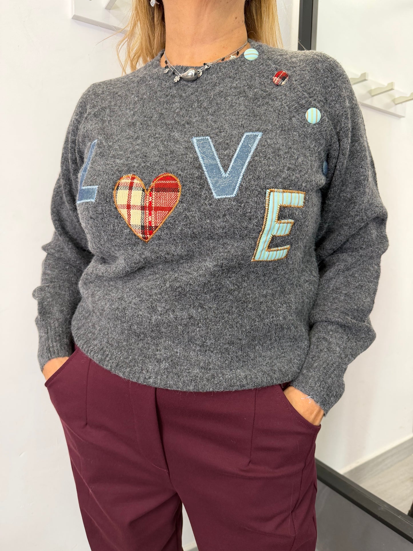 Maglione Grigio Love