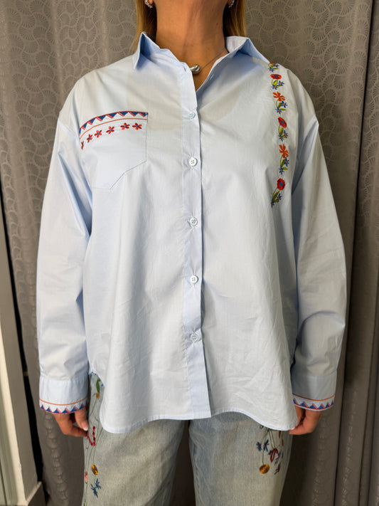 Camicia Fiori Azzurra