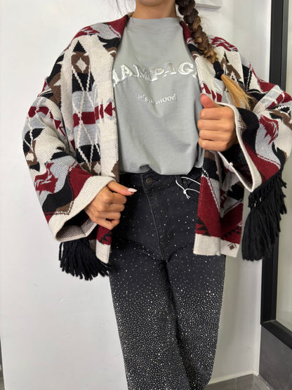 Cardigan Etnico Con Frange Vicolo