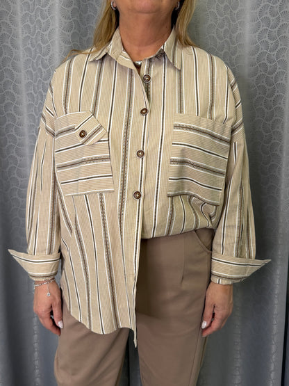 Camicia a Righe Beige