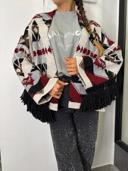 Cardigan Etnico Con Frange Vicolo